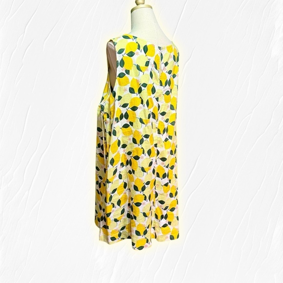 NWT C&C California 100% Linen Summer Lemon & Leaf Printed Shift Dress Size 2X - Picture 9 of 15